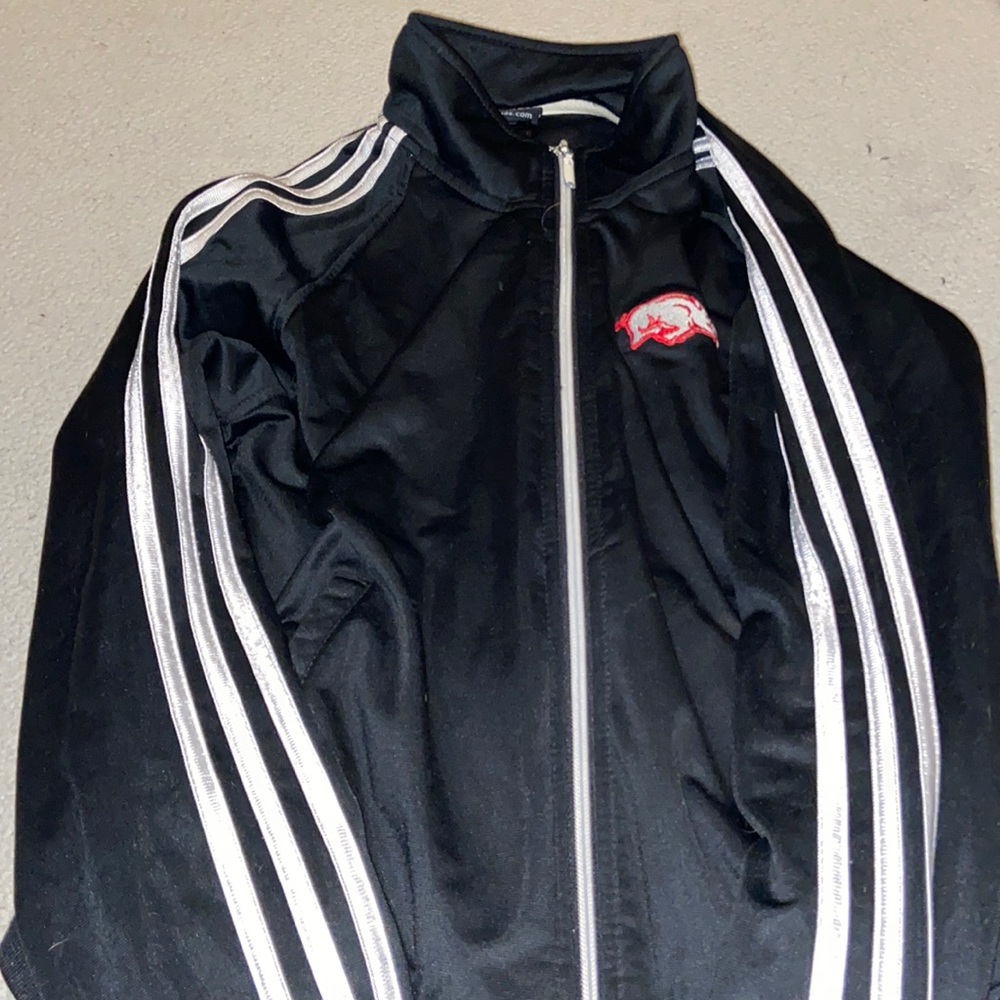 Adidas Arkansas white striped jacket